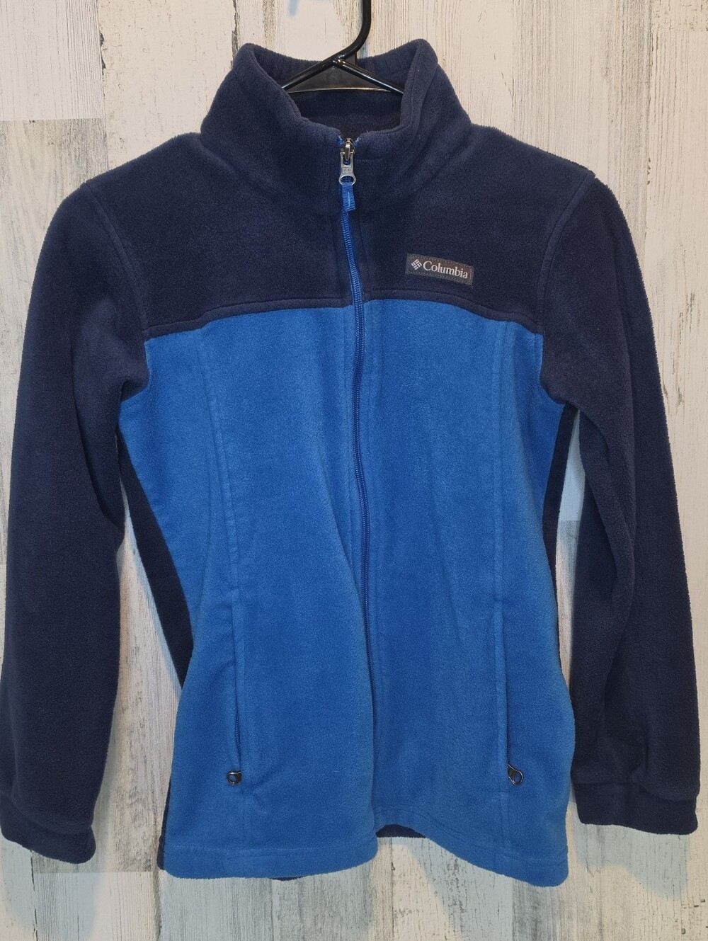 Columbia Boys Medium 10/12 Blue Full Zip Fleece Jacket Youth Kids Unisex